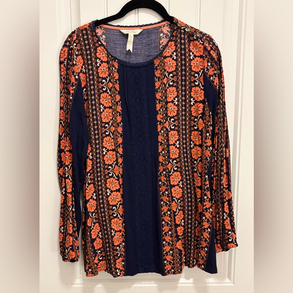 Matilda Jane Blue and Orange Graphic Long Sleeve Tunic